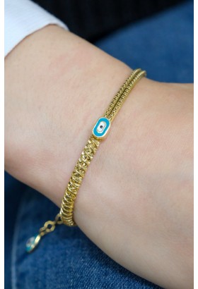 NAZAR BONCUK MİNELİ KELEPÇE 14 AYAR A047591