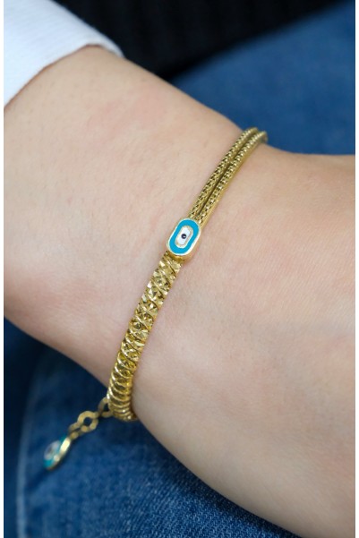 NAZAR BONCUK MİNELİ KELEPÇE 14 AYAR A047591