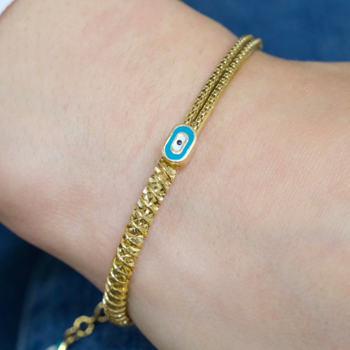 NAZAR BONCUK MİNELİ KELEPÇE 14 AYAR A047591 NAZAR BONCUK MİNELİ KELEPÇE 14 AYAR A047591