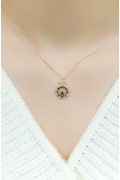 TAŞLI YILDIZ KOLYE 14 AYAR A047747 TAŞLI YILDIZ KOLYE 14 AYAR A047747