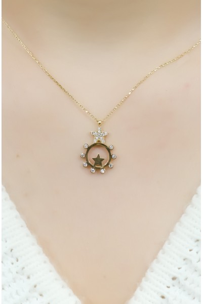 TAŞLI YILDIZ KOLYE 14 AYAR A047747 TAŞLI YILDIZ KOLYE 14 AYAR A047747