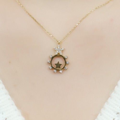 TAŞLI YILDIZ KOLYE 14 AYAR A047747 TAŞLI YILDIZ KOLYE 14 AYAR A047747