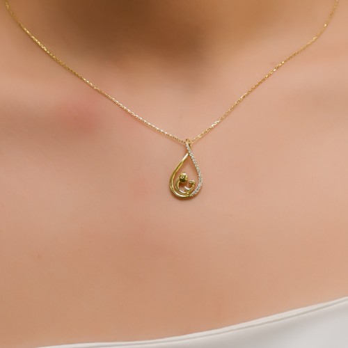 TAŞLI DAMLA MODEL KOLYE 14 AYAR A048051 TAŞLI DAMLA MODEL KOLYE 14 AYAR A048051