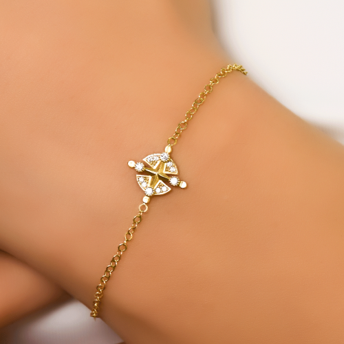 TAŞLI YILDIZ BİLEKLİK 14 AYAR A048490 TAŞLI YILDIZ BİLEKLİK 14 AYAR A048490