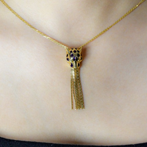 PÜSKÜLLÜ PANTER BAŞI KOLYE 14 AYAR A048504