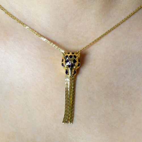 PÜSKÜLLÜ PANTER BAŞI KOLYE 14 AYAR A048504