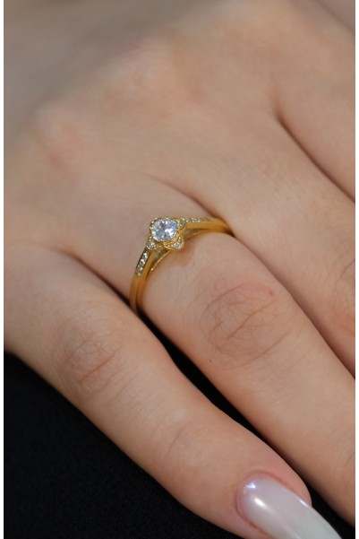 ÇİÇEK MODEL TEKTAŞ YÜZÜK 22 AYAR A049285