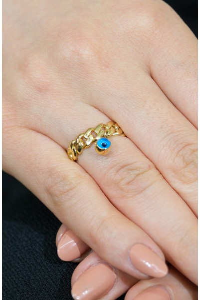 NAZAR BONCUKLU YÜZÜK 14 AYAR A049473