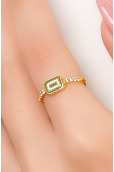 YAN KOLLARI TAŞLI MİNELİ EKLEM YÜZÜK 22 AYAR A049538