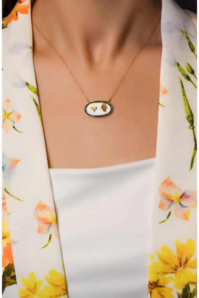 SİYAH TAŞ ÇERÇEVELİ KOLYE 14 AYAR A049688 SİYAH TAŞ ÇERÇEVELİ KOLYE 14 AYAR A049688