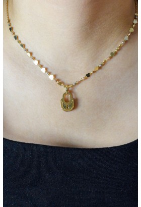 KALPLİ DORİKA ZİNCİR KİLİT KOLYE 14 AYAR A051683 KALPLİ DORİKA ZİNCİR KİLİT KOLYE 14 AYAR A051683