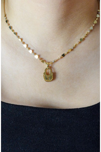 KALPLİ DORİKA ZİNCİR KİLİT KOLYE 14 AYAR A051683 KALPLİ DORİKA ZİNCİR KİLİT KOLYE 14 AYAR A051683