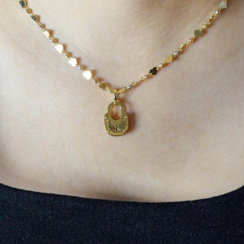 KALPLİ DORİKA ZİNCİR KİLİT KOLYE 14 AYAR A051683 KALPLİ DORİKA ZİNCİR KİLİT KOLYE 14 AYAR A051683