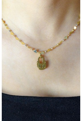 KALPLİ DORİKA ZİNCİR KİLİT KOLYE 14 AYAR A051683 KALPLİ DORİKA ZİNCİR KİLİT KOLYE 14 AYAR A051683