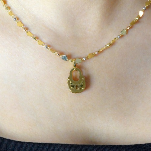 KALPLİ DORİKA ZİNCİR KİLİT KOLYE 14 AYAR A051683 KALPLİ DORİKA ZİNCİR KİLİT KOLYE 14 AYAR A051683