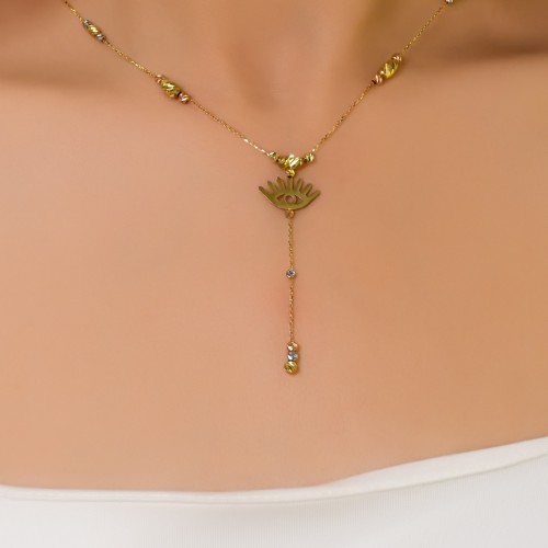 SALLANTILI DORİKALI GÖZ KOLYE 14 AYAR A051988 SALLANTILI DORİKALI GÖZ KOLYE 14 AYAR A051988