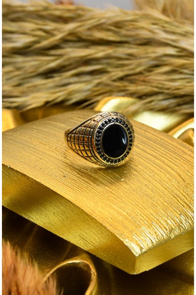 ZİRKON TAŞLI ERKEK YÜZÜK 14 AYAR A052162