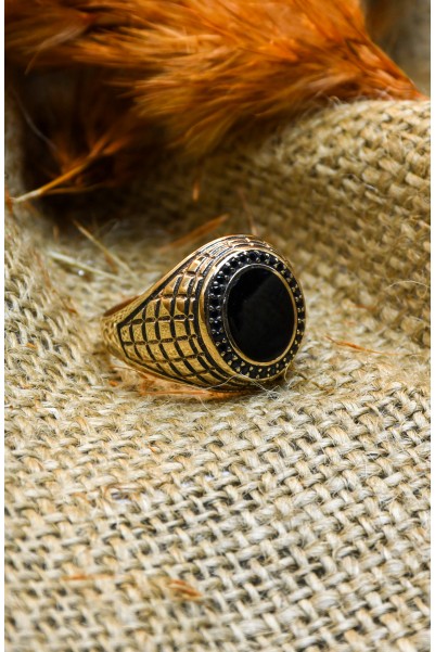 ZİRKON TAŞLI ERKEK YÜZÜK 14 AYAR A052162