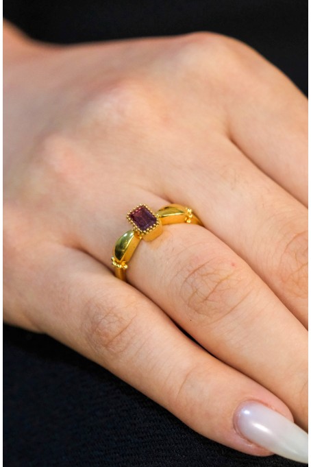 MOR TAŞLI YÜZÜK 22 AYAR A054491