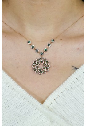 YEŞİL TAŞLI TASARIM KOLYE 14 AYAR A055647