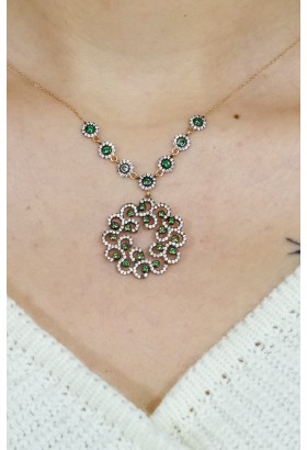 YEŞİL TAŞLI TASARIM KOLYE 14 AYAR A055647