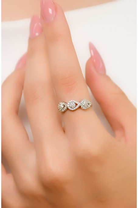 ÜÇLÜ DAMLA YÜZÜK 14 AYAR A055673