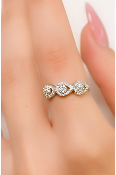 ÜÇLÜ DAMLA YÜZÜK 14 AYAR A055673