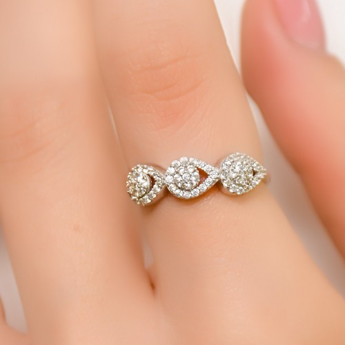 ÜÇLÜ DAMLA YÜZÜK 14 AYAR A055673 ÜÇLÜ DAMLA YÜZÜK 14 AYAR A055673