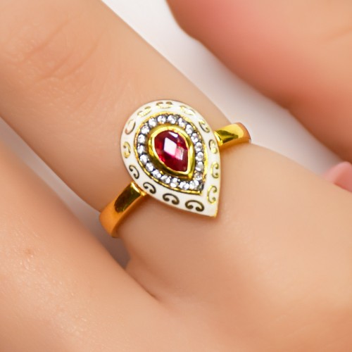 KIRMIZI TAŞLI DAMLA YÜZÜK 22 AYAR A056471