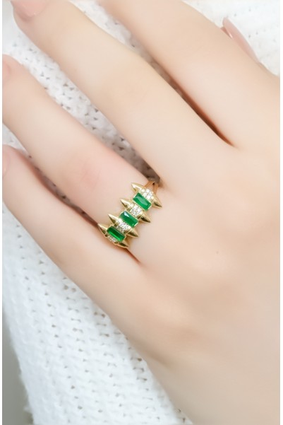 YEŞİL TAŞLI YÜZÜK 14 AYAR A056857