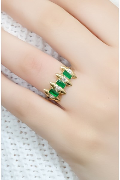 YEŞİL TAŞLI YÜZÜK 14 AYAR A056857