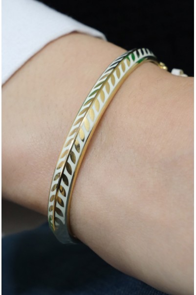 MİNELİ YAPRAK MODEL KELEPÇE 14 AYAR A057732