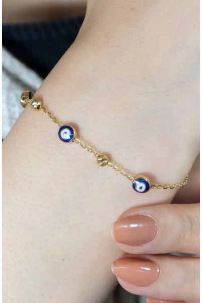 NAZAR BONCUKLU DORİKA BİLEKLİK 14 AYAR A057752 NAZAR BONCUKLU DORİKA BİLEKLİK 14 AYAR A057752