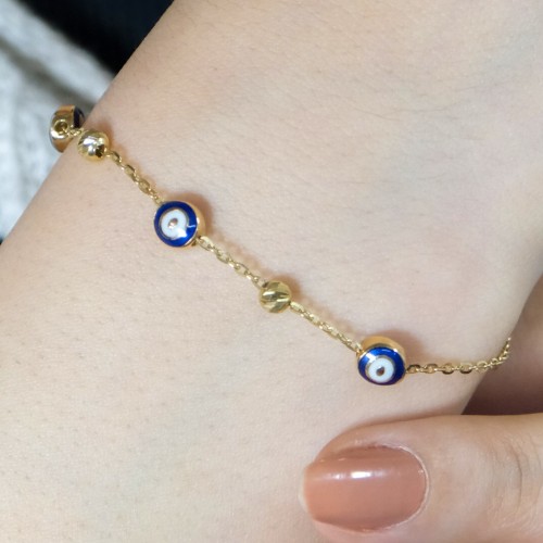 NAZAR BONCUKLU DORİKA BİLEKLİK 14 AYAR A057752 NAZAR BONCUKLU DORİKA BİLEKLİK 14 AYAR A057752