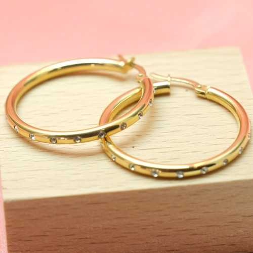 TAŞLI HALKA KÜPE 14 AYAR A057808 TAŞLI HALKA KÜPE 14 AYAR A057808