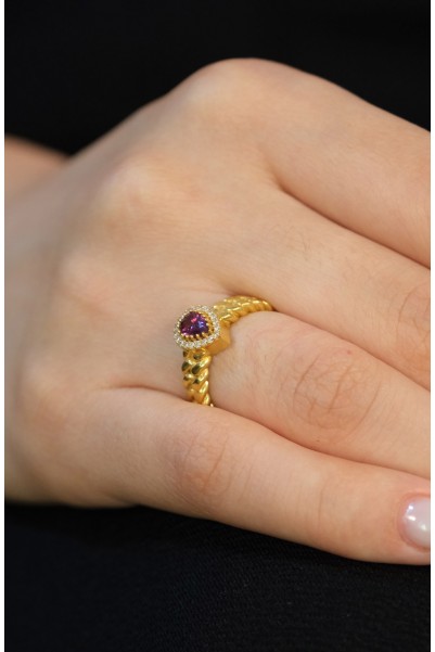 MOR TAŞLI YÜZÜK 22 AYAR A058058