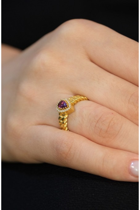 MOR TAŞLI YÜZÜK 22 AYAR A058058