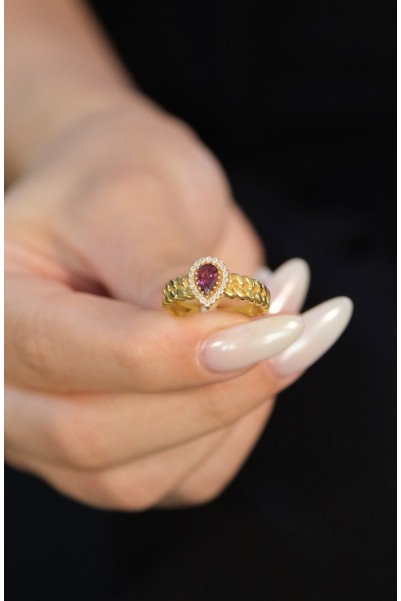 MOR TAŞLI YÜZÜK 22 AYAR A058058