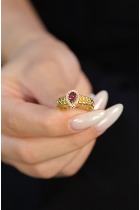 MOR TAŞLI YÜZÜK 22 AYAR A058058