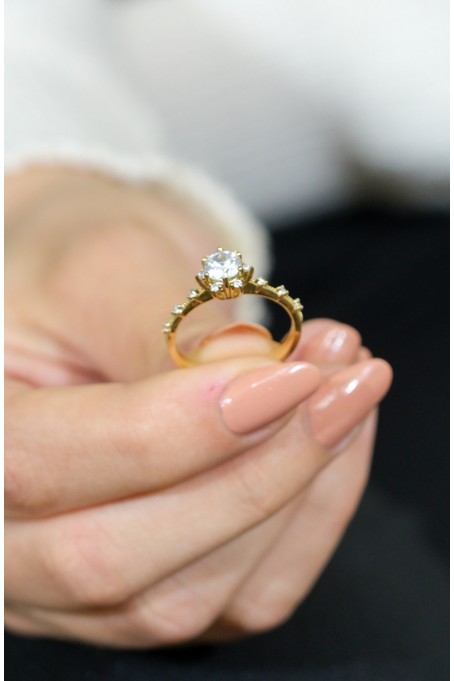 LOTUS ÇİÇEĞİ TEKTAŞ YÜZÜK 14 AYAR A063492