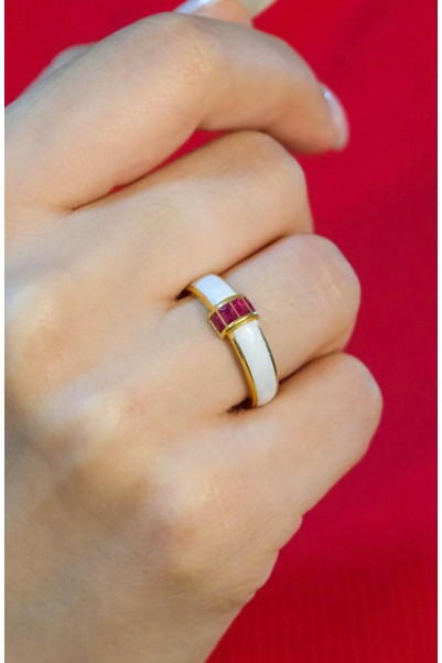 KIRMIZI TAŞLI MİNELİ YÜZÜK 22 AYAR A064342