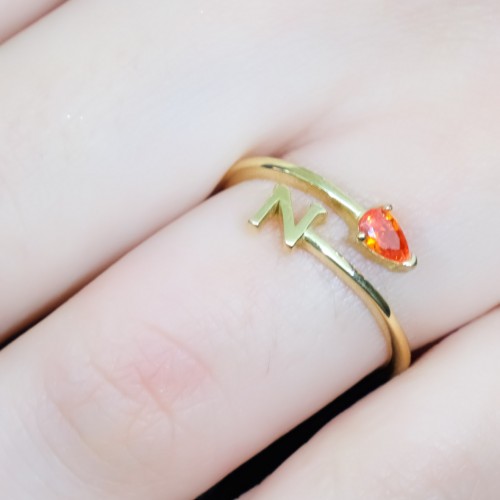 TURUNCU TAŞLI N HARF YÜZÜK 14 AYAR A064779 TURUNCU TAŞLI N HARF YÜZÜK 14 AYAR A064779