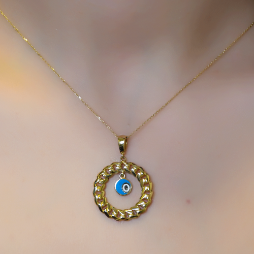 NAZAR BONCUKLU HALKA KOLYE UCU 14 AYAR A064785 NAZAR BONCUKLU HALKA KOLYE UCU 14 AYAR A064785