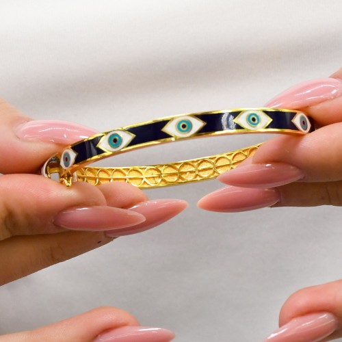 MİNELİ NAZAR BONCUKLU KELEPÇE 22 AYAR A064925 MİNELİ NAZAR BONCUKLU KELEPÇE 22 AYAR A064925