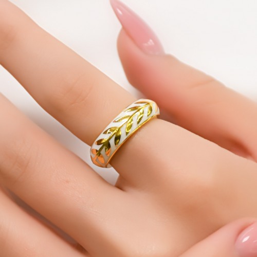 MİNELİ YAPRAK DESENLİ YÜZÜK 22 AYAR A064928 MİNELİ YAPRAK DESENLİ YÜZÜK 22 AYAR A064928