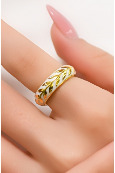 MİNELİ YAPRAK DESENLİ YÜZÜK 22 AYAR A064928 MİNELİ YAPRAK DESENLİ YÜZÜK 22 AYAR A064928