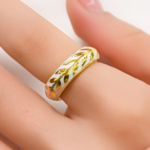 MİNELİ YAPRAK DESENLİ YÜZÜK 22 AYAR A064928 MİNELİ YAPRAK DESENLİ YÜZÜK 22 AYAR A064928