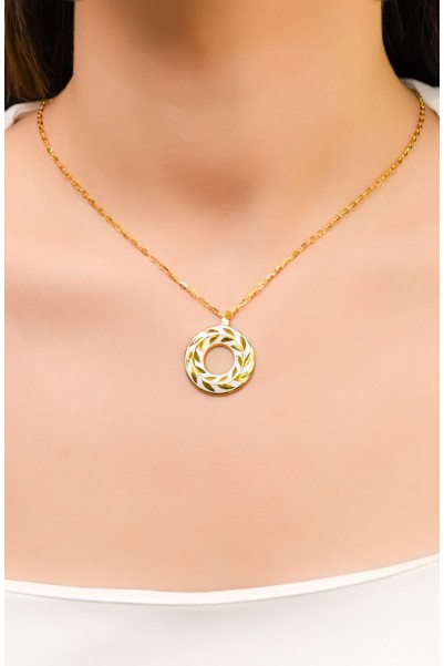 MİNELİ HALKA ÜZERİ YAPRAK KOLYE 22 AYAR A064942 MİNELİ HALKA ÜZERİ YAPRAK KOLYE 22 AYAR A064942