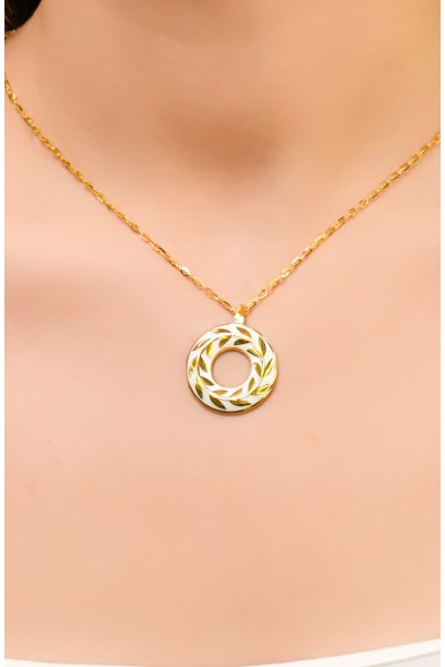 MİNELİ HALKA ÜZERİ YAPRAK KOLYE 22 AYAR A064942 MİNELİ HALKA ÜZERİ YAPRAK KOLYE 22 AYAR A064942