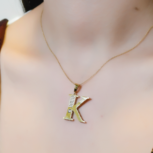 K HARFİ TAŞLI KOLYE UCU 14 AYAR A064976 K HARFİ TAŞLI KOLYE UCU 14 AYAR A064976